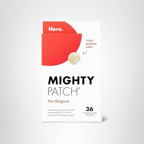 Mighty Patch™ Original patch from Hero Cosmetics – The #1 Hydrocolloid Acne Pimple Patch for Shrinking Zits and Whiteheads in 1 use; Nighttime Spot Stickers for Face and Skin (72 Count)