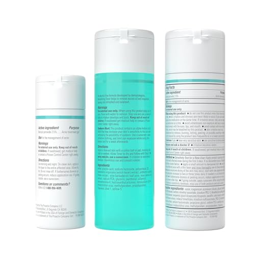 Proactiv 3 Step Acne Treatment - Benzoyl Peroxide Face Wash, Repairing Acne Spot Treatment for Face and Body, Exfoliating Toner - 30 Day Complete Acne Skin Care Kit
