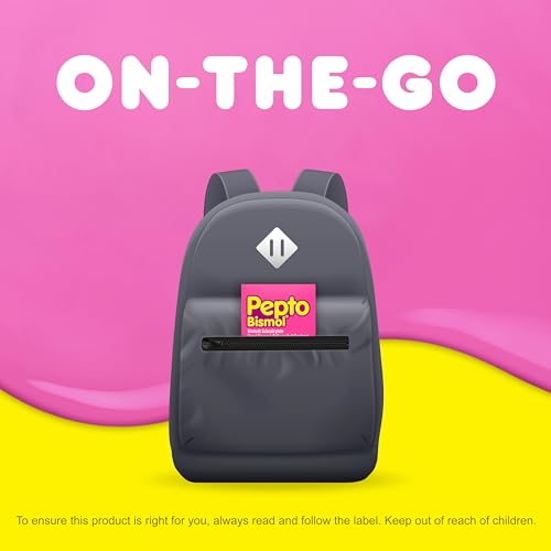 Pepto Bismol Chewable Tablets for Nausea, Heartburn, Indigestion, Upset Stomach, and Diarrhea - 5 Symptom Fast Relief, Original Flavor, 48 ct