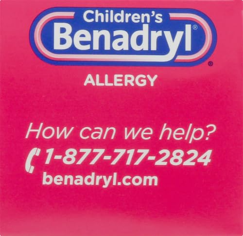 Children's Benadryl Dye-Free Allergy Relief Liquid + 12.5 mg Diphenhydramine HCl, Antihistamine Allergy Medicine for Kids Helps Relieve Runny Nose & Sneezing, Bubble Gum Flavor, 4 fl. oz