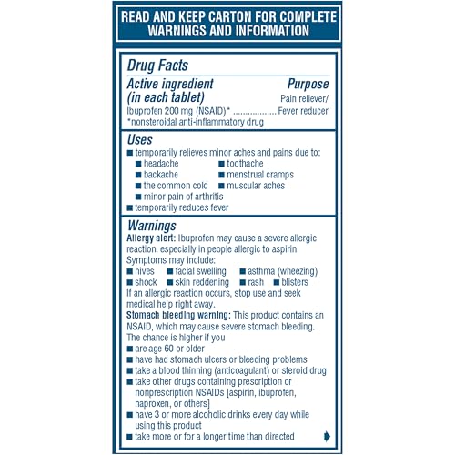 Advil Pain Reliever and Fever Reducer, Pain Relief Medicine with Ibuprofen 200mg for Headache, Backache, Menstrual Pain and Joint Pain Relief - 100 Coated Tablets