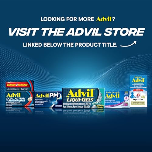 Advil Pain Reliever and Fever Reducer, Pain Relief Medicine with Ibuprofen 200mg for Headache, Backache, Menstrual Pain and Joint Pain Relief - 100 Coated Tablets