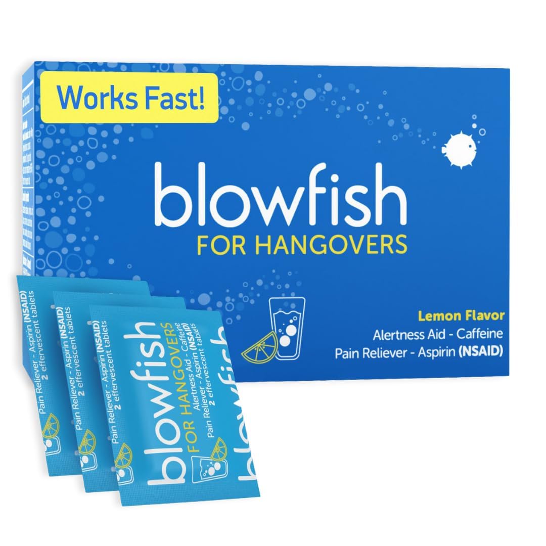 Blowfish for Hangovers - Fast Hangover Relief in 15 Minutes | Headache Relief, Energy, and Hydration in One Step | Single Box