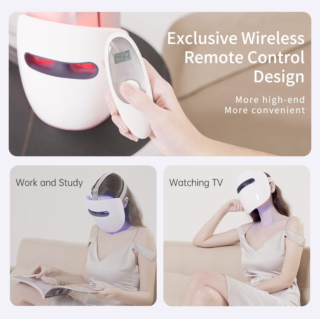 HIME SAMA LED Face Mask, 8 Color LED Mask for Face Skin Care, FSA,HSA Eligible, Red Light Mask for Face, Infrared, Red & Blue Light Mask, Wrinkle Reduction, Wireless. (Miracle ACE RB-081)