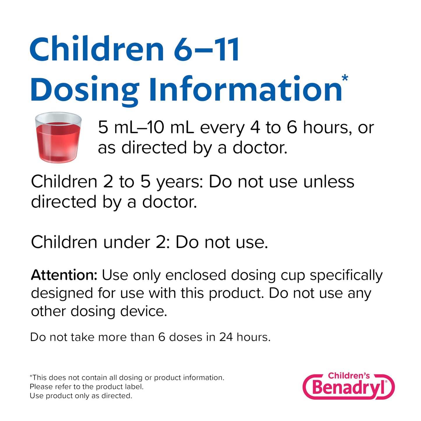 Children's Benadryl Dye-Free Allergy Relief Liquid + 12.5 mg Diphenhydramine HCl, Antihistamine Allergy Medicine for Kids Helps Relieve Runny Nose & Sneezing, Bubble Gum Flavor, 4 fl. oz