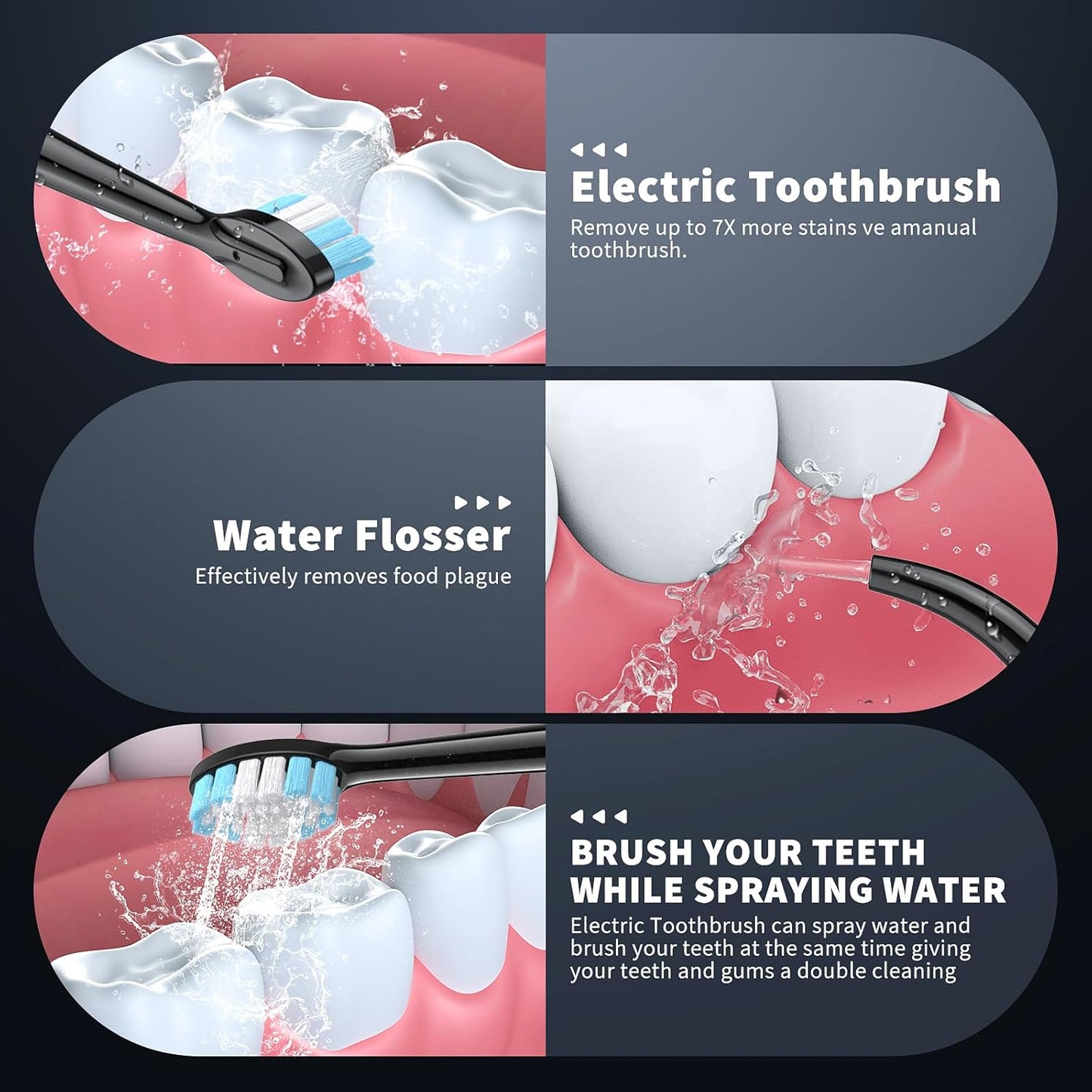 Electric Toothbrush, 2 in-1 Teeth Cleaning Kit with 4 Modes, Portable for Travel and Home