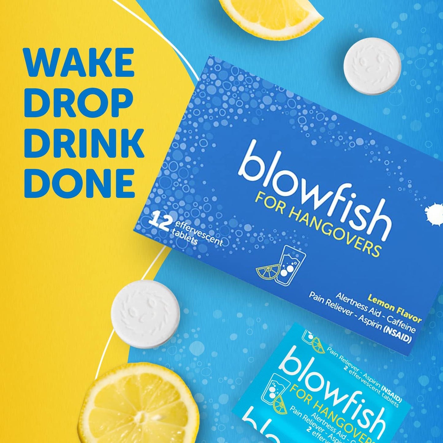 Blowfish for Hangovers - Fast Hangover Relief in 15 Minutes | Headache Relief, Energy, and Hydration in One Step | Single Box