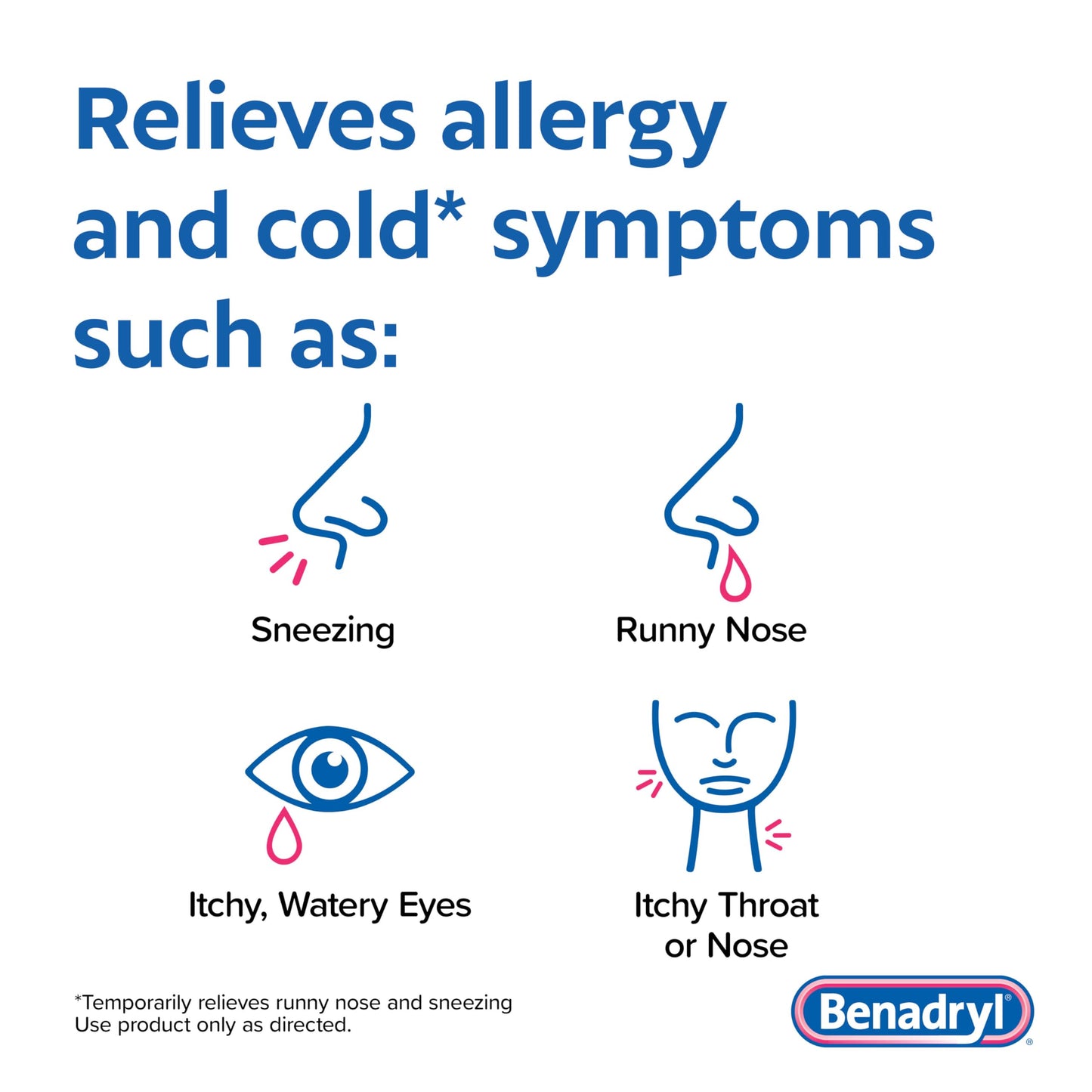 Benadryl Ultratabs Allergy Medicine, 25 mg Diphenhydramine HCl Antihistamine Tablets For Cold & Allergy Relief of Symptoms Like Sneezing, Runny Nose, Itchy Eyes & Throat, Hay Fever, 100 Count Tablets