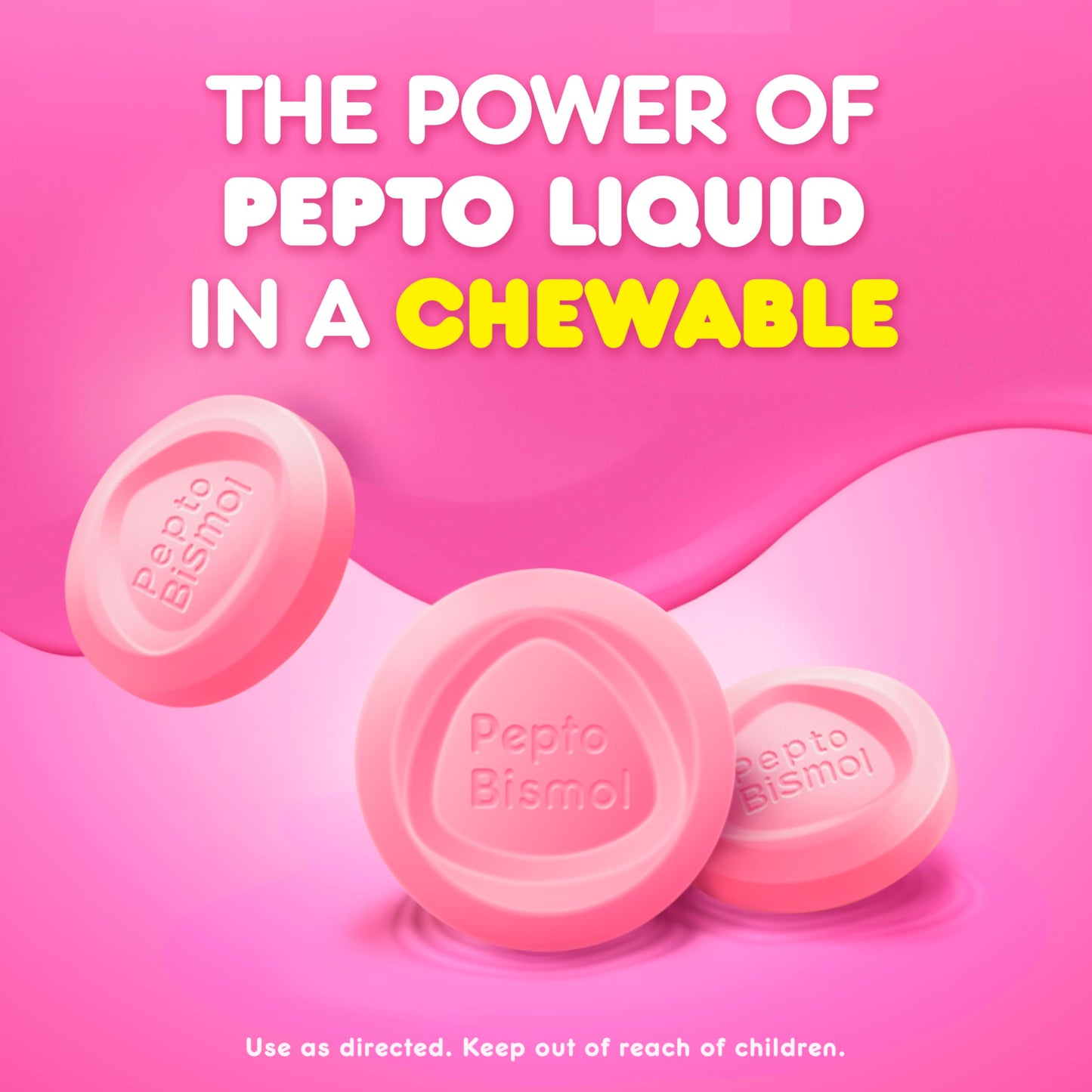 Pepto Bismol Chewable Tablets for Nausea, Heartburn, Indigestion, Upset Stomach, and Diarrhea - 5 Symptom Fast Relief, Original Flavor, 48 ct