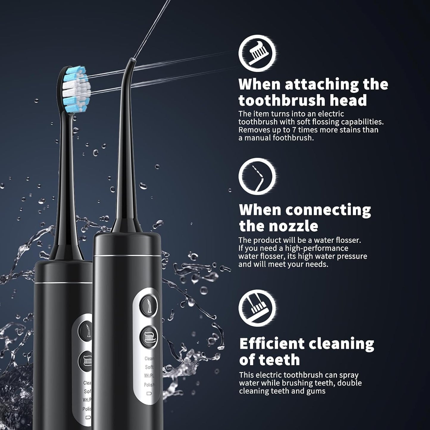 Electric Toothbrush, 2 in-1 Teeth Cleaning Kit with 4 Modes, Portable for Travel and Home