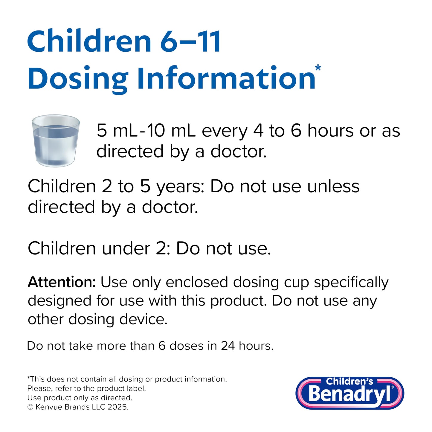 Children's Benadryl Dye-Free Allergy Relief Liquid + 12.5 mg Diphenhydramine HCl, Antihistamine Allergy Medicine for Kids Helps Relieve Runny Nose & Sneezing, Bubble Gum Flavor, 4 fl. oz