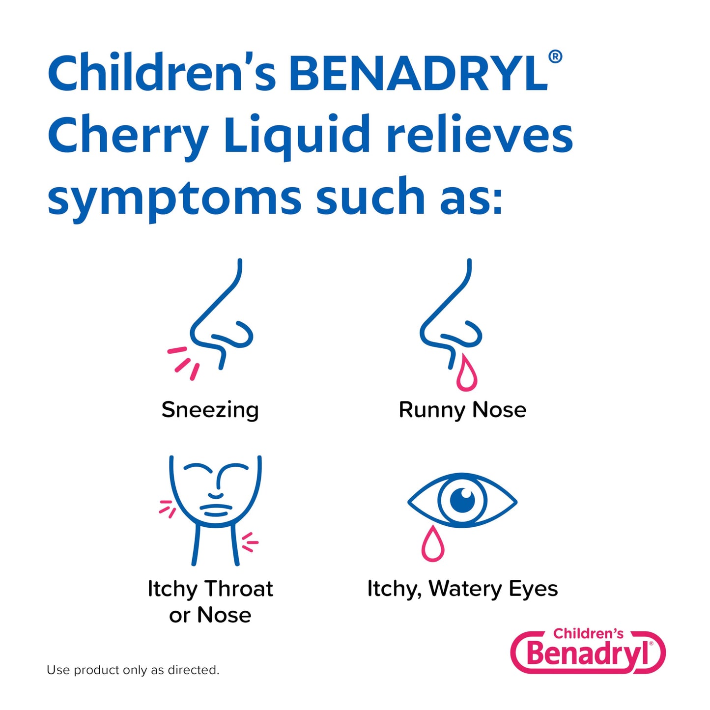Children's Benadryl Dye-Free Allergy Relief Liquid + 12.5 mg Diphenhydramine HCl, Antihistamine Allergy Medicine for Kids Helps Relieve Runny Nose & Sneezing, Bubble Gum Flavor, 4 fl. oz