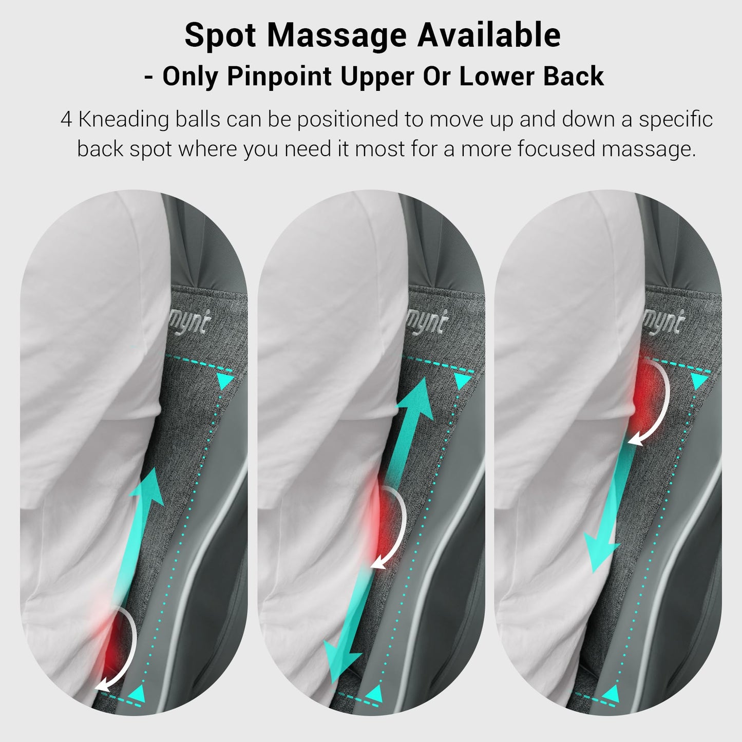 Mynt FSA Eligible HSA Approved Shiatsu Neck and Back Massager for Chair with 10 Deep Kneading Nodes, 2D & 3D Adjustable Back Massage with Heat, Portable Massage Chair Pad (Gray)