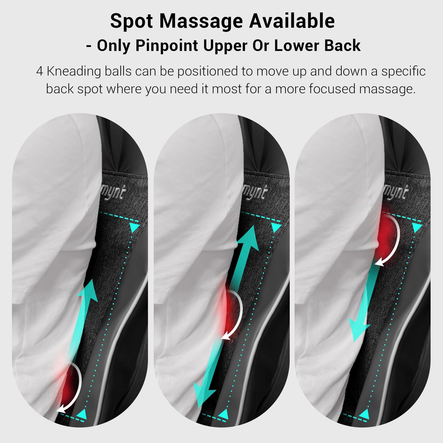 Mynt FSA Eligible HSA Approved Shiatsu Neck and Back Massager for Chair with 10 Deep Kneading Nodes, 2D & 3D Adjustable Back Massage with Heat, Portable Massage Chair Pad (Gray)