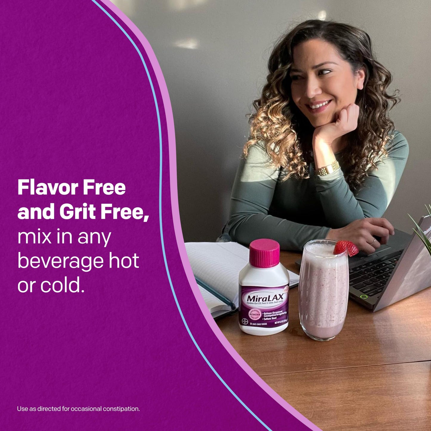 MiraLAX Gentle Constipation Relief Laxative Powder, Stool Softener with PEG 3350, Works Naturally with Water in Your Body, No Harsh Side Effects, Osmotic Laxative, 45 Dose