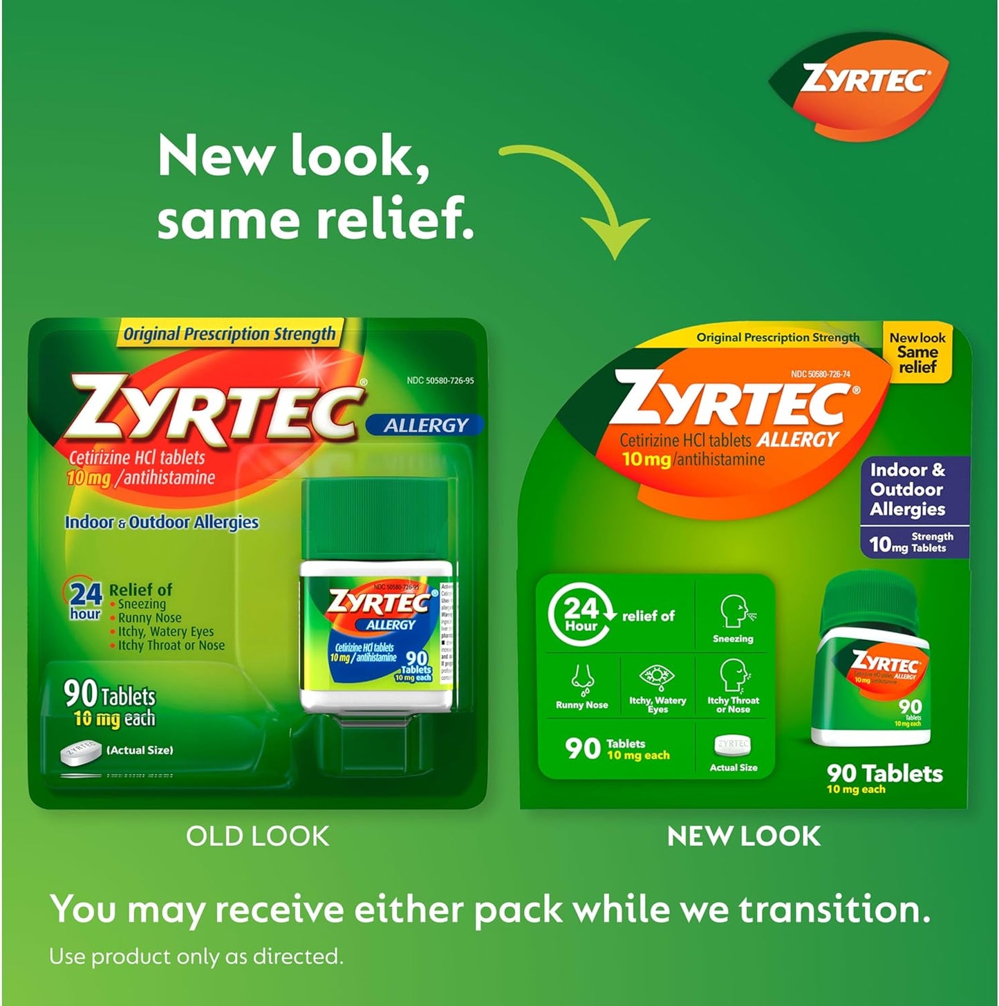 Zyrtec 24 Hour Allergy Relief Tablets, Indoor & Outdoor Allergy Medicine with 10 mg Cetirizine Hydrochloride Antihistamine, Value Bundle of one, 90 ct Bottle & Three, 1 ct Travel Packs