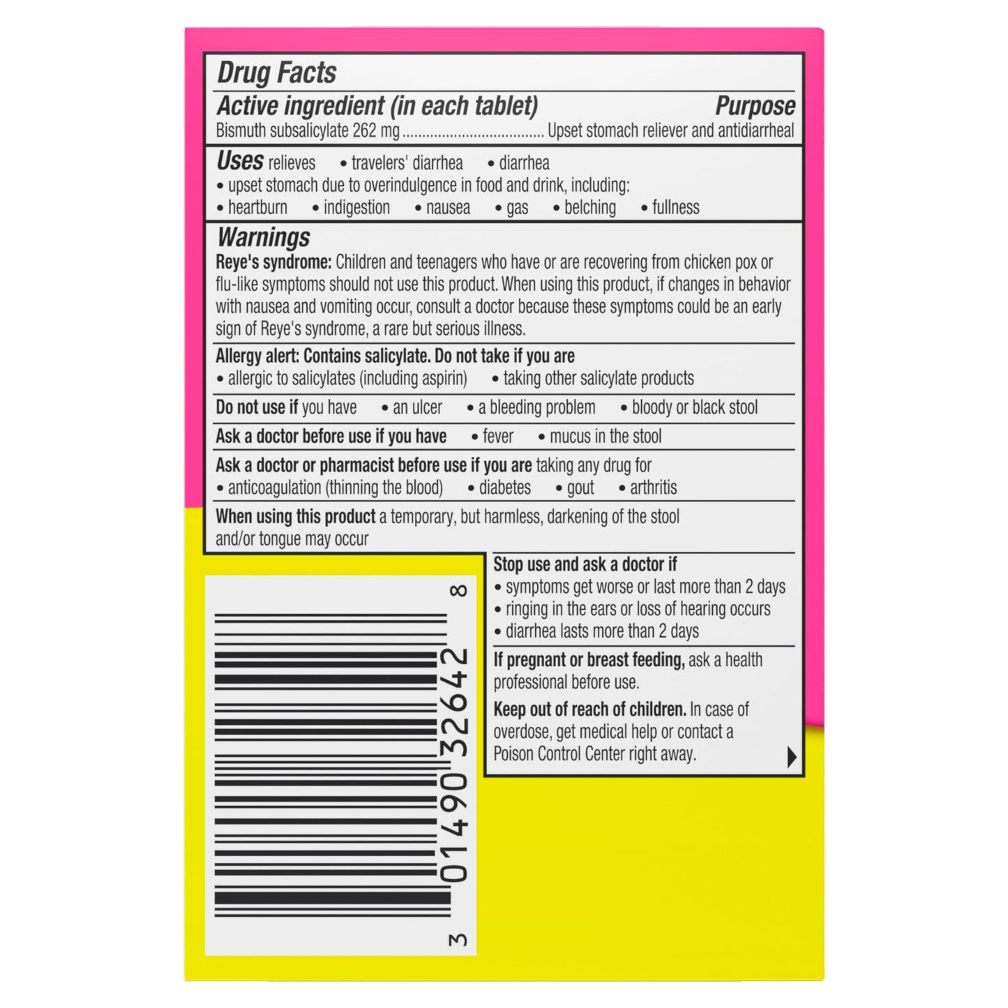 Pepto Bismol Chewable Tablets for Nausea, Heartburn, Indigestion, Upset Stomach, and Diarrhea - 5 Symptom Fast Relief, Original Flavor, 48 ct