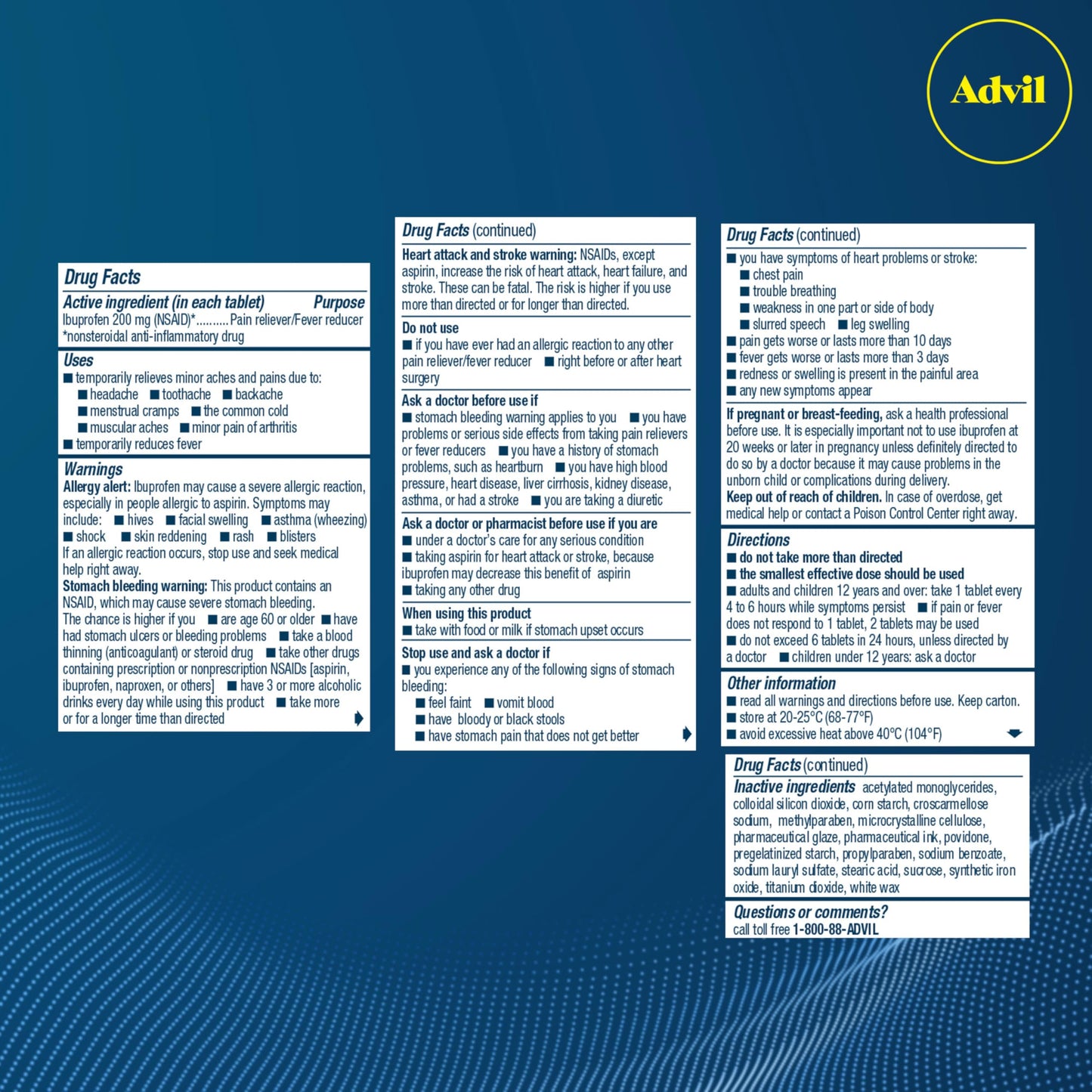 Advil Pain Reliever and Fever Reducer, Pain Relief Medicine with Ibuprofen 200mg for Headache, Backache, Menstrual Pain and Joint Pain Relief - 100 Coated Tablets