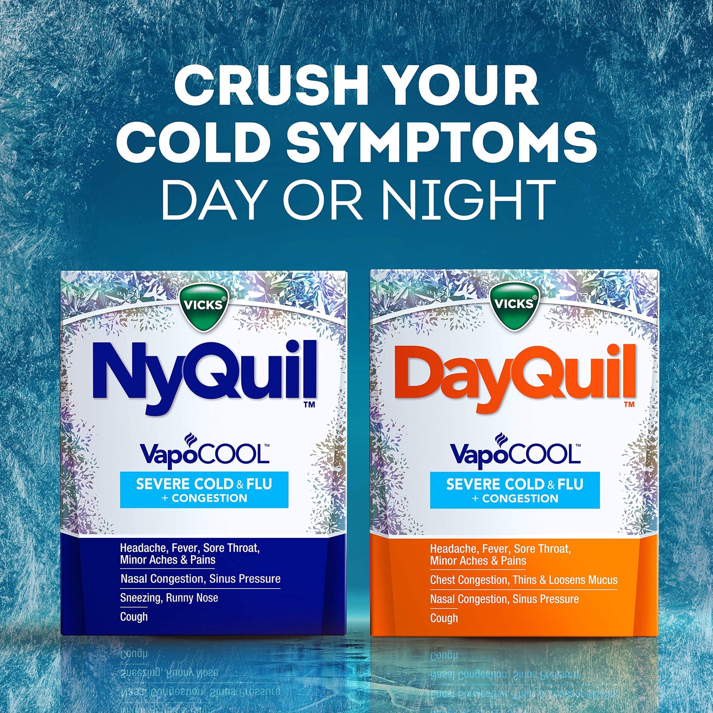 VICKS DayQuil & NyQuil SEVERE Co-Pack, Cold & Flu Medicine, Powerful Relief for Headache, Fever, Sore Throat, Minor Aches & Pains, Congestion, Sinus Pressure, Stuffy Nose, and Cough, 48 LiquiCaps